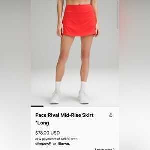 Lululemon Hot Heat mid rise rival long skirt. 13”